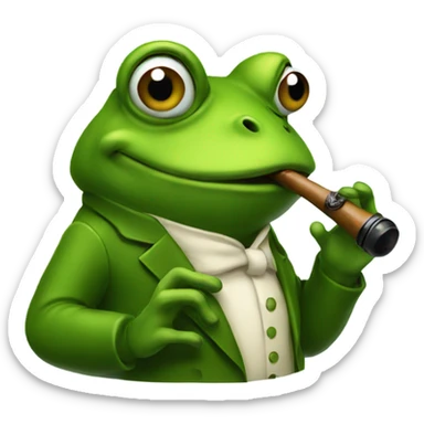 Frog smoking pipe sticker