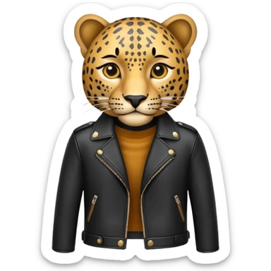 leopard in leather jacket sticker