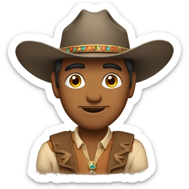 Indian with cowboy hat sticker