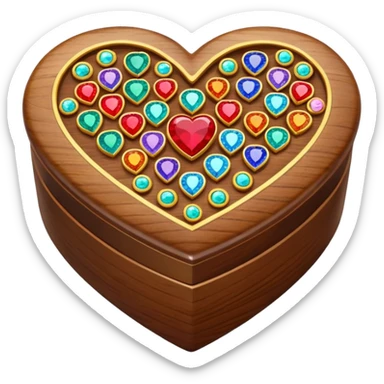 wood heart jewel box sticker