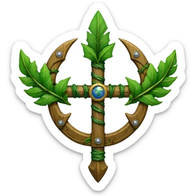 earth elemental trident with leaves sticker