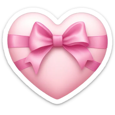 Pale pink heart with pink ribbon bow sticker