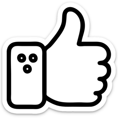 cute simple cartoon pink hamster paw giving a thumbs up, outlined minimal details, isolated sticker