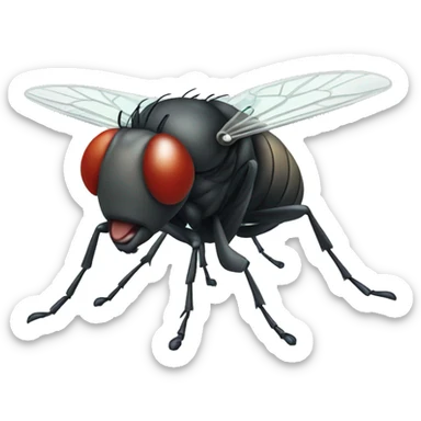 a fly, rubbing its hand sticker