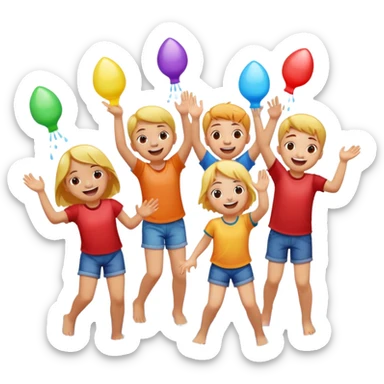 children playing with water balloons sticker