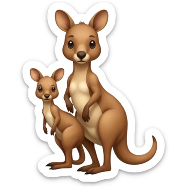 A kangaroo which has its baby kangaroo in its pouch(marsupium) sticker