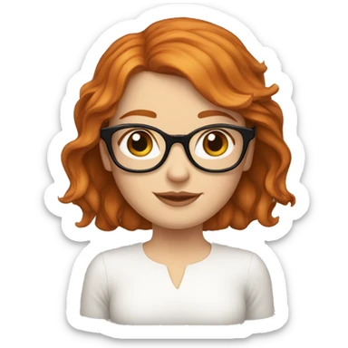 WHITE GIRL WITH MID LEGHTGINGER HAIR WITH GLASSES WITH A JACK RUSSELL sticker