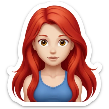 Cute girl with red very long hair muscular sticker