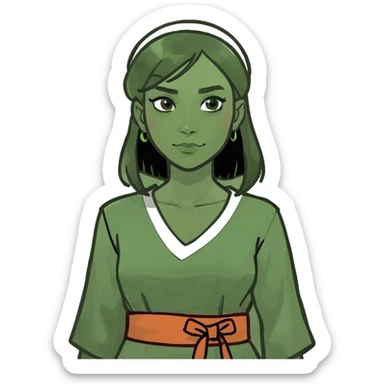 fullbody emoji of a curvy Middle Eastern woman from Jerusalem, 1st century, tunic and sash, no head covering, no religious symbols sticker