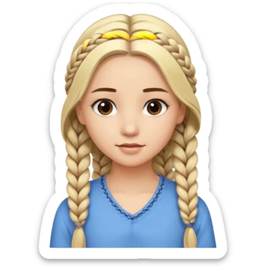 Girl long flowing blonde hair and  girl with DARK BROWN HAIR ONE BRAID on one side.   sticker
