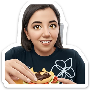 smiling girl enjoying her food sticker