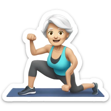 Older white lady working out sticker