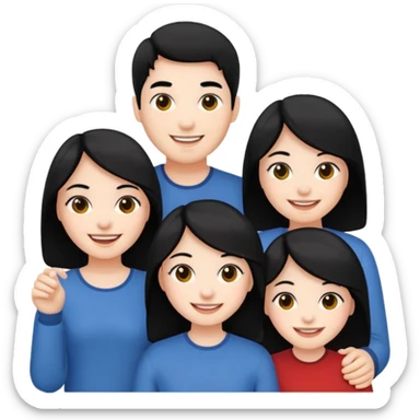 4 people with black hair and white skin sticker