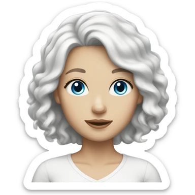 White female light skin blue eyes short hair white hair wavy hair sticker