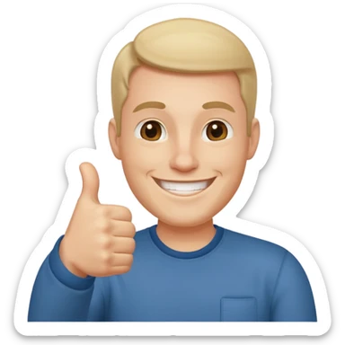 happy man with a thumb up sticker