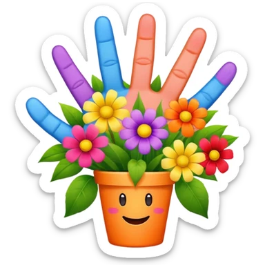 A bouquet of flowers with middle fingers replacing the flowers sticker