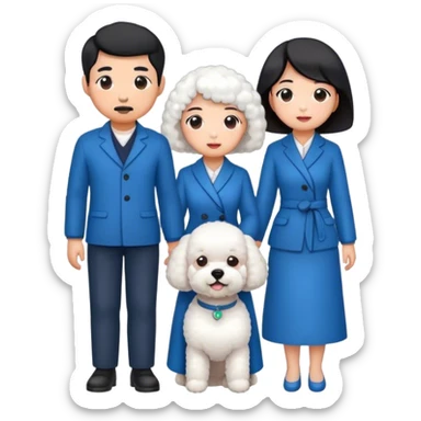 Asian man and woman with a bichon sticker
