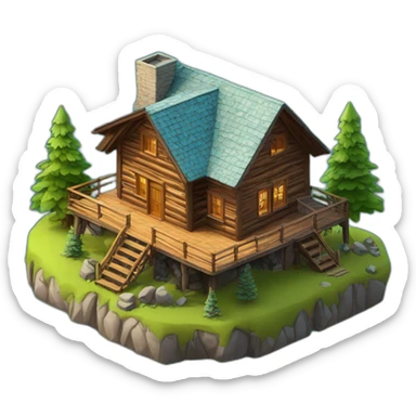 3d-isometric-Mountain-Cabin-mansion sticker