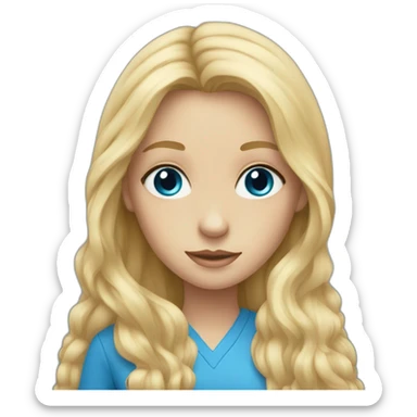 Blonde long haired girl with big blue eyes sticker