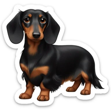 Valentine’s Day long haired black and tan dachshund sticker