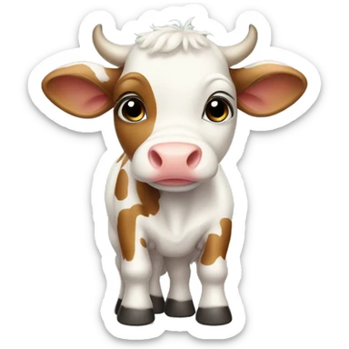 Cute baby cow drawing sticker