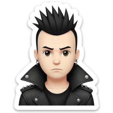 Punk guy with Mohawk black hair sticker