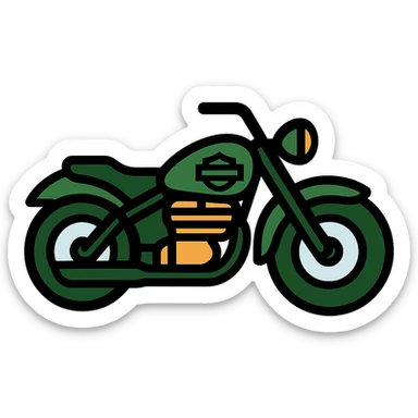 Harley-Davidson classic motorcycle, Emoji style, green sticker
