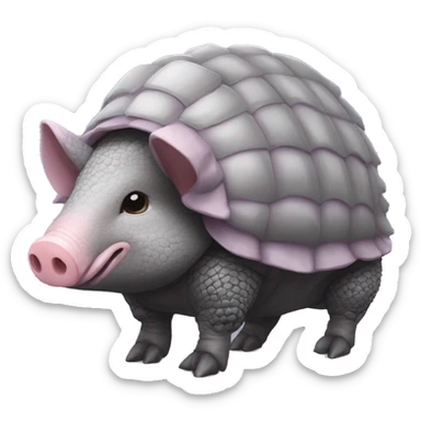 Lavender gray Pig armadillo darth Vader fanned tail feathered tail pig armadillo darth Vader face sticker