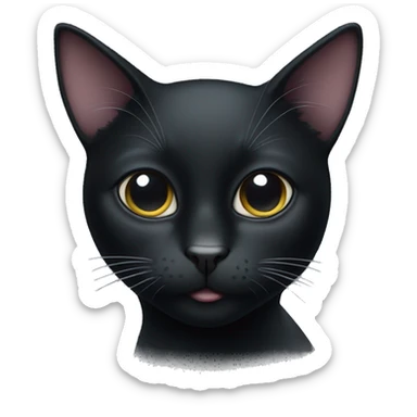 black cat with white spot on month and on the nose  sticker