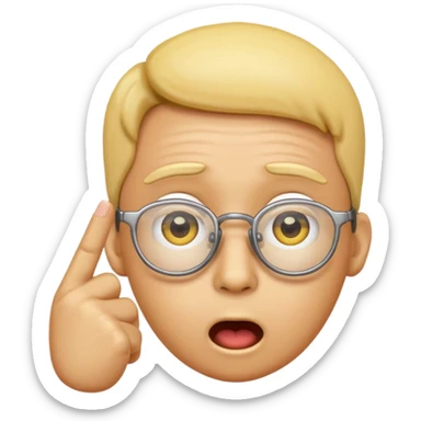 Generate a emoji head base with a shocked expression with a finger pushing the glasses down a little bit sticker