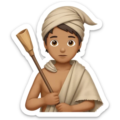 A mom-and-pop dog hitchhiking with a stick and a rag holding our clothes over our shoulder sticker