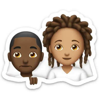 Black men and brown women with dreads laying in bed sticker