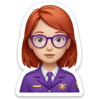 red haired scout kid with purple uniform and glassess girl sticker