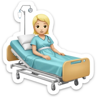 pessoa com a pele amarela deitada em uma maca de hospital sticker