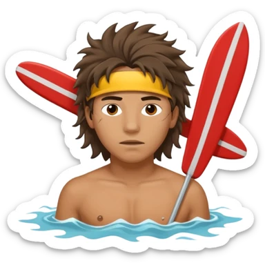 Lifeguard Native American Teenager with messy hair rescuing someone sticker