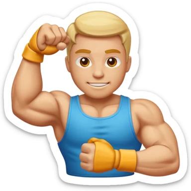 "Generate a high-resolution illustration of a flexed biceps emoji (💪), in the classic emoji style, clean vector look, smooth gradients, bright colors." sticker