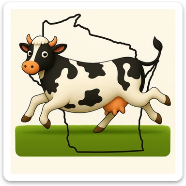 Add the outline of the state of Wisconsin in the background behind the cow and grass field sticker