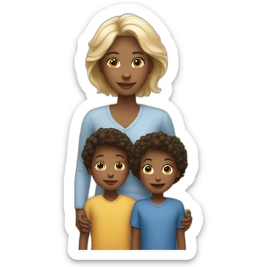 a white mother with her 2 white children sticker