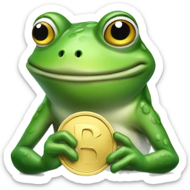 frog holding a coin in his hand sticker