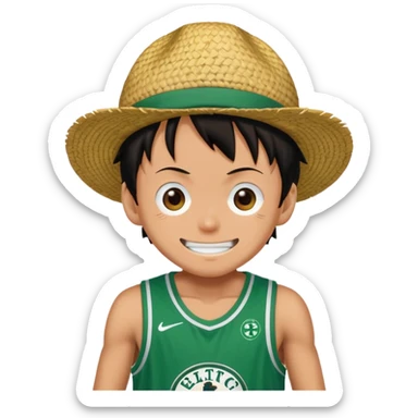 Luffy one piece in a Celtics uniform  sticker