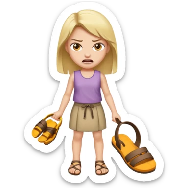 Una chica enojada con una chancla en la mano sticker