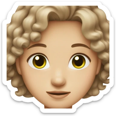 girl, white skin, slighty wavy  brown hair, oval face, green eyes sticker