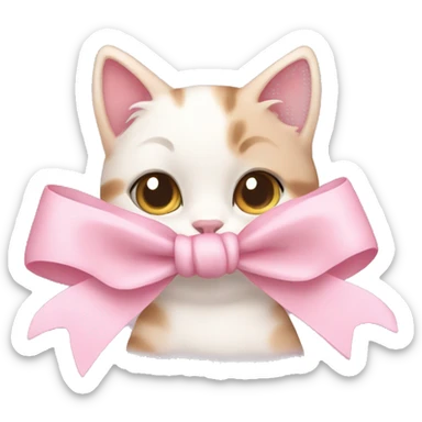 A pastel Pink cat 🐱 with a bow 🎀 sticker