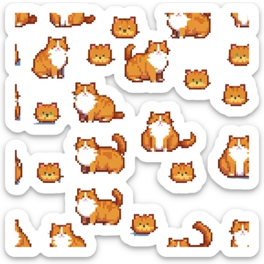 round chubby orange cat, entire body sticker