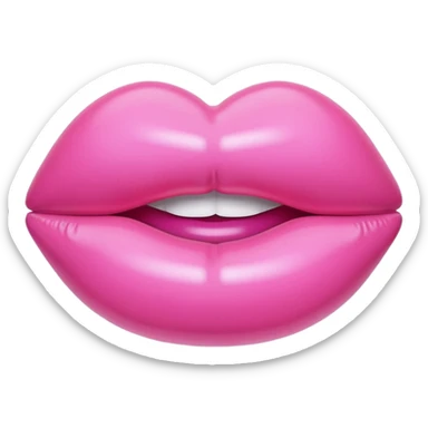 pink puffy inflatable balloon vinyl lips sticker