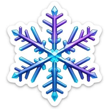 Gradient iridescent purple indigo blue cyan snowflake  sticker