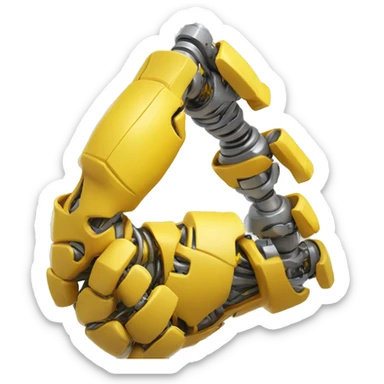 Flexing yellow mechanical cyborg bicep with shocks attached to arm sticker