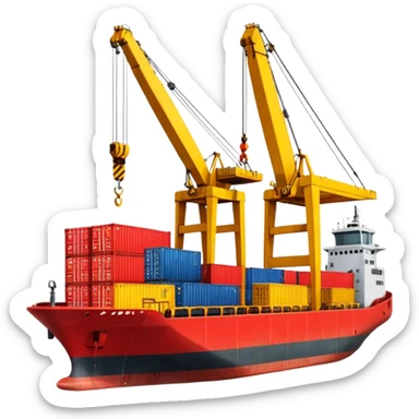Cranes at the dock, import sticker