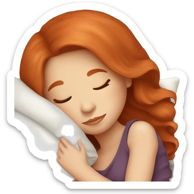 pretty redhead girl sleeping with a pillow and blanket sticker