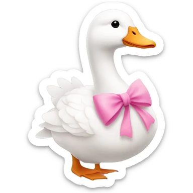 A White goose with a bow in pink around its neck. Make it really cute and show the whole Animal sticker